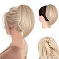 Clip on Ponytails for Women - 10 Inch Short Ponytail Extension, Straight Pony Tails Hair Extensions, Synthetic Hair Extensions Ponytail, Clip in Ponytail (Color: Beige)