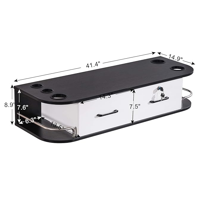 BarberPub Beauty Locking Wall Mount Styling Station Barber Beauty Spa Salon Equipment 6154-5012 (Black&White)