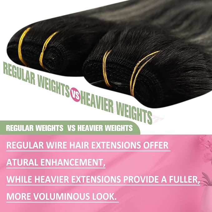 YoungSee Wire Hair Extensions Human Hair Black Balayage Human Hair Wire Extensions Black Ombre Silver Balayage Fish Line Extensions Long Straight Hair 20In 100G