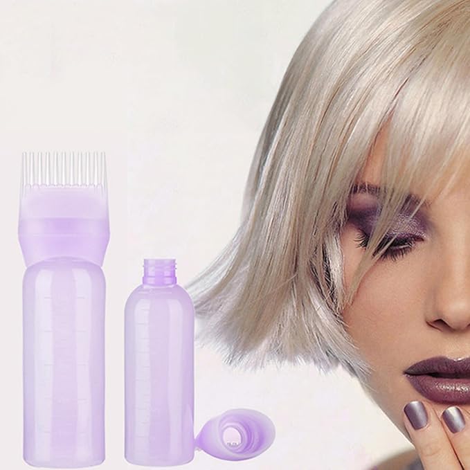 Hair Oil Applicator,Root Comb Applicator Bottle, Hair Dye Bottle 160ML Shampoo Bottle Hair Comb Applicator Bottle Brush Bottle for Hair Dyeing Tool Purple