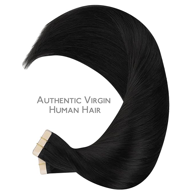 WENNALIFE Tape in Hair Extensions Human Hair, 40pcs 100g 18 inch Jet Black Hair Extensions Real Human Hair Straight Tape in Extensions Invisible Human Hair Extensions Reusable Real Hair Extensions