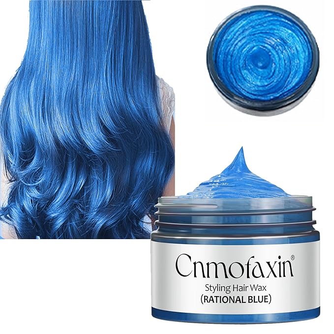 Temporary Hair Color Wax,Instant Hairstyle Cream,Hair Pomades Hairstyle Wax for Party Cosplay Easy Cleaning 4.23 oz (Blue)