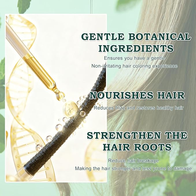 Mild Formula Long Lasting Hair Dye Set, Hair Color for Gray Coverage, Natural plant extracts, Long-Lasting Single Step Hair Dye with Nourishing Shampoo (Chestnut Brown)