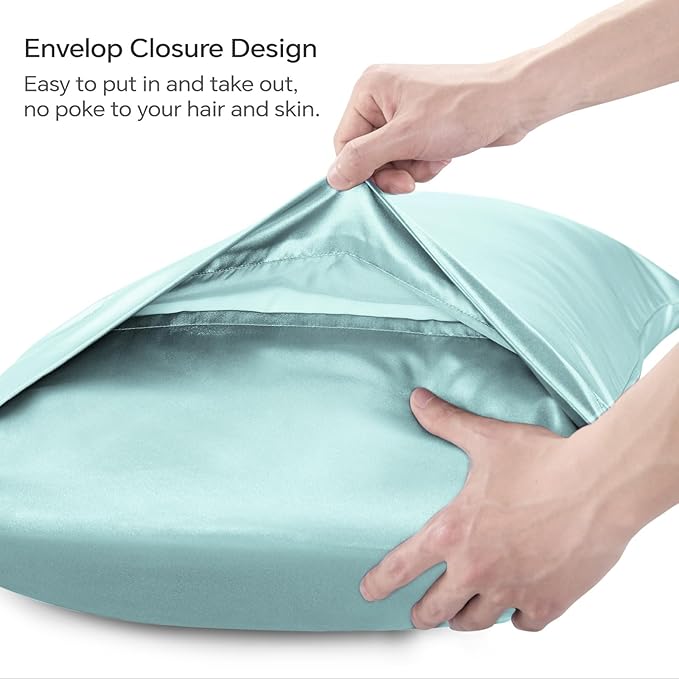 BEDELITE Satin Body Pillow Cover, Super Soft and Cooling Body Pillow Pillowcase for Hair and Skin, Breathable Silky Full Long Pillowcase Cover(20"x54", Blue Grey)