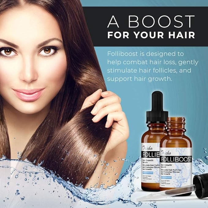 Tricho Labs Folliboost Hair Growth Serum - Natural-Based Formula w/Biotin & Peppermint Oil - Hair Care for Thicker & Fuller Hair - 2oz, 6-Pack
