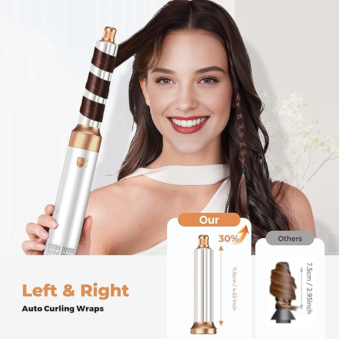 5 in 1 Hair Dryer Brush Set,Professional Negative Ionic Hot Air Styler, Air Curling Wrap Styler,Detachable Blow Dryer Brush With Auto Wrap Curlers,Hair Styling Tools For Straight/Curl/Drying/Smoothing