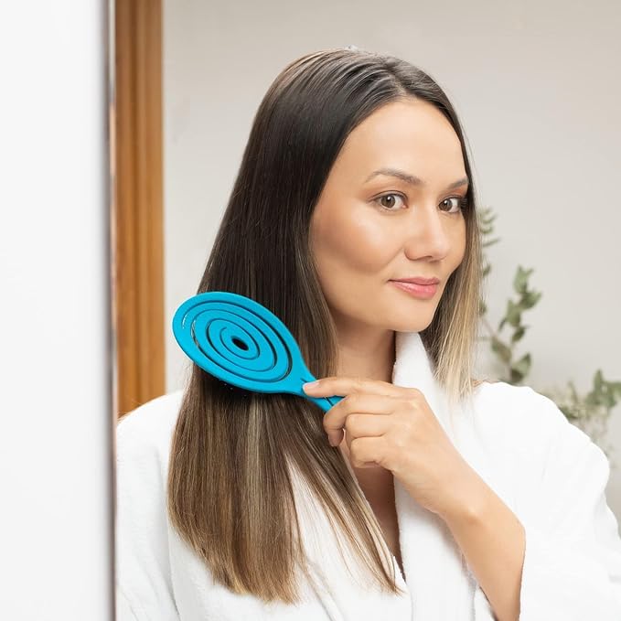 Ninabella Detangle Hair Brush for Women & Men - Does not Pull - Straightening Brushes for Straight & Curly Hair - Unique Spiral Detangling Hairbrush - Ocean Blue
