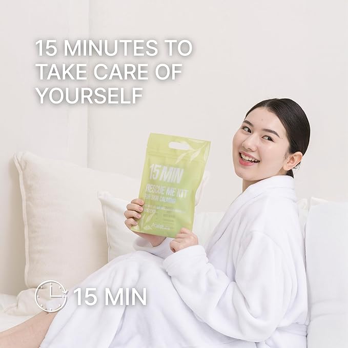 15 Min Rescue Me Kit by Naisture – Korean Spa and Skincare Kit for Women with Cica, Turmeric, and Tea Tree Sheet Masks, Eye Mask, Calendula Cucumber Mask, and Charcoal Mint Mud Mask for Redness Repair