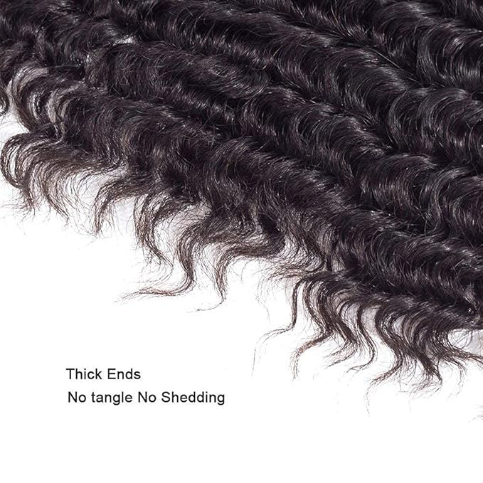 Natural Black Deep Wave Bundles Human Hair Color 1B Bundle Niegmeag Brazilian Virgin Soft and Silky Remy Hair 3 Bundles 16 18 20 Inch Double Weft Color 1B Deep Wave Bundle