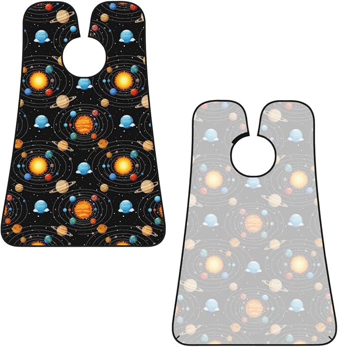 Men's Shaving Accessory Solar System Galaxy Space Planet Black, Waterproof Beard Apron with Hair Catcher & Suction Cups
