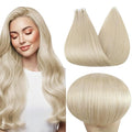 Full Shine Tape in Hair Extensions Human Hair 14 Inch Color 60 Blonde Hair Extensions Tape in Remy Hair Seamless Tape in Extensions 50G Brazilian Real Human Hair Silky Straight Thick Ends 20 Pcs