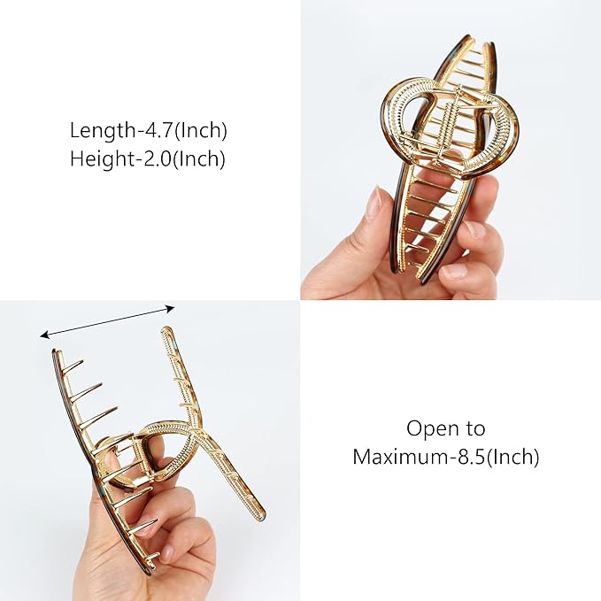 Metal Butterfly Hair Clips for Long Thick Hair - Large 4.7" Strong Hold Acetate Hair Clamps for Women and Girls, 1 Pc (brown blue)