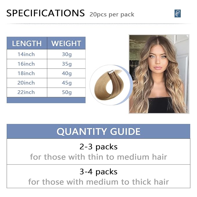 COOKAYU Invisible Tape in Hair, Gold Brown to Caramel Blonde 20pcs/pack 20Inch 45g Seamless Tape in Extensions Real Human Hair Injected Invisi Edge Extensions
