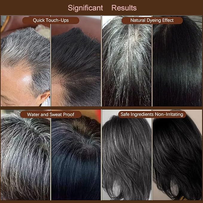Safe and Convenient Comb Hair Dye, Portable Hair Dye Comb For Gray Hair Coverage, Waterproof and Sweat-Proof, 2 in 1 Instant Dye, for Women & Men (BLACK) 2pcs