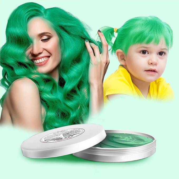 Green Hair Color Wax Washable, Temporary Hair Color Dye for Kids, Natural Instant Color Wax Hairstyle Cream Hair Pomades for Women & Men Party Cosplay Halloween, Gifts for Teens