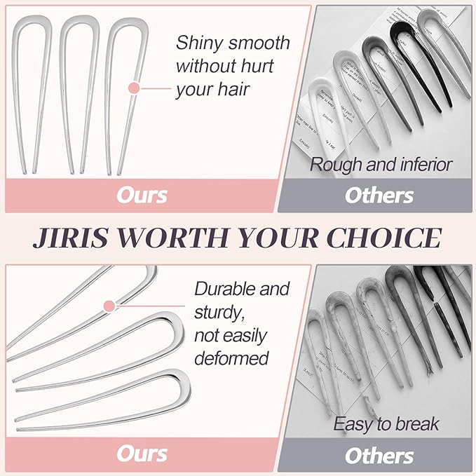 2PCS 5.5Inch French Hair Pins Large U-Shaped Pins for Women and Girls Fashion Metal Hair Pin French Twist Hair Pins for Buns, Updos,Stylish and Functional(set3-silver)