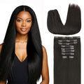 Lashey Clip in Hair Extensions Real Human Hair 9pcs 150g 18 Inch Natual Black Straight Full Pack Remy Hair Clip ins for Women