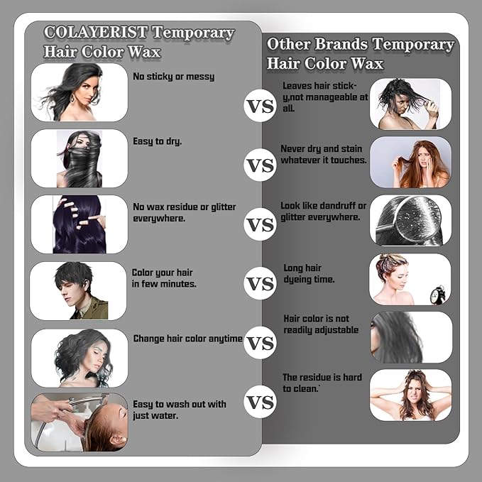 Black Hair Color Wax, Temporary Washable Hair Color Dye for Kids, Temporary Dye Wax Natural Hairstyle Cream Hair Pomades for Women & Men Party Cosplay Halloween