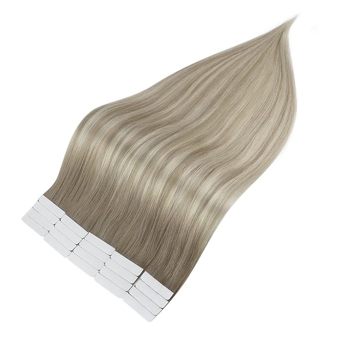 Full Shine Tape in Hair Extensions 20Inch Tape in Hair Extensions Human Hair Color 19/8/60 Balayage Tape in Extensions Double Sided Tapes in for Women 50Gram Seamless Hair Extensions Tape in 20Pcs