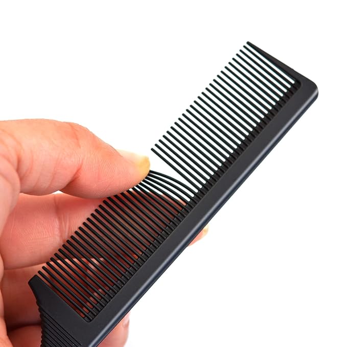 3 Pcs Rat Tail Combs Carbon Fiber Heat Resistant Teasing Hair Combs with Stainless Steel Pintail for All Hair Types (Black)