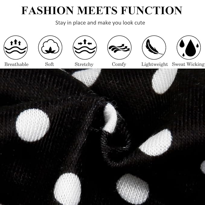 TERSE Polka Dot Headbands for Women Trendy Women Hair Accessories: Cute Head Bands for Women's Hair Fashion Hairbands 6PCS