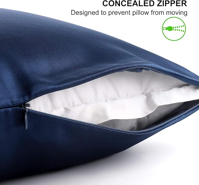 ALASKA BEAR Silk Pillowcase King Size for Skin and Hair Care Beauty Sleep 100 Percent Organic Mulberry Pillow Slip Case (1pc, Navy)
