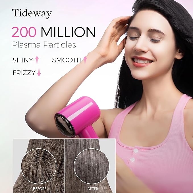 Tideway Hair Dryer, Blow Dryer with Diffuser High-Speed Plasma Ionic Low Noise for Fast Drying, Travel Hair Dryer for Women and Man, Curly/Wavy & Long/Thick Color-Treated Hair H11