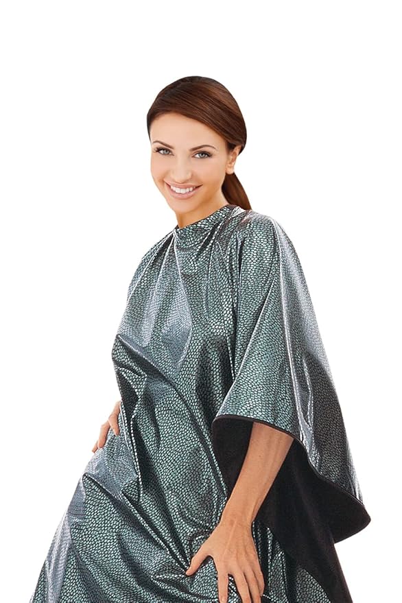 Cricket Encore All Purpose Professional Salon Cape – Waterproof, Bleach-Proof, Chemical-Resistant Hair Coloring, Cutting, and Styling Cape with Adjustable Neck Closure - Extra-Large Coverage, Jade
