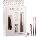 Frenchies French Twist Hair Pin, Velvet Coated Extra Soft French Hair Pins for Women, Wedding, Updo Extensions, or Wig, 6 Pearls + 6 Crystals, 20 Count (10 Lrg, 10 Sm), Brown