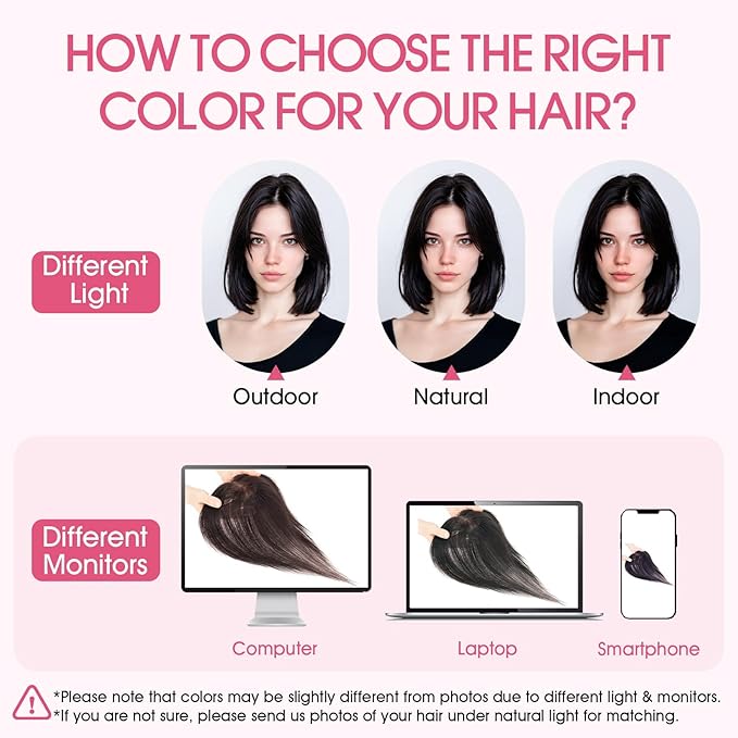 Hairro Human Hair Toppers with Side Bangs, 3D 360° Seamless Real Hair Toppers, Hand-Tied with 3.5"x4.7" T-shaped Base, Clip-In Hairpieces to Add Volume on Top, 11 Inch Light Brown