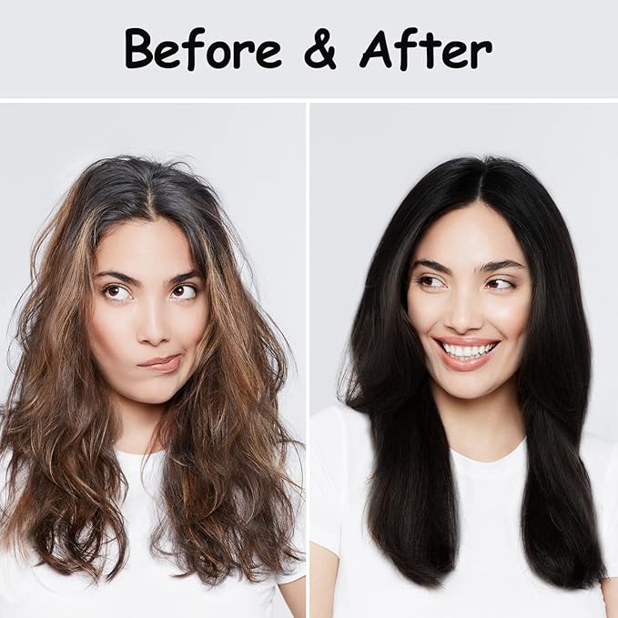Black Argan Oil Hair Dye - 16.9 Fl Oz, 3 in 1 Semi-Permanent Color Shampoo, Easy To Use (Black)