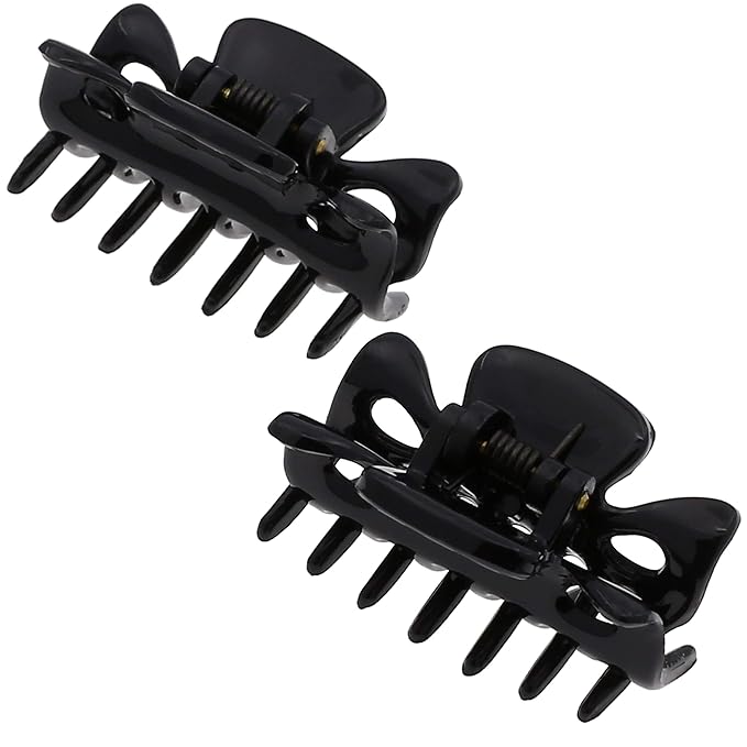 Camila Paris CP3027 French Hair Clip for Women, 1.5 inch Set of 2 Black Girls Hair Claw Clips Jaw Fashion Durable Styling Hair Accessories for Women, Strong Hold No Slip Grip, Made in France
