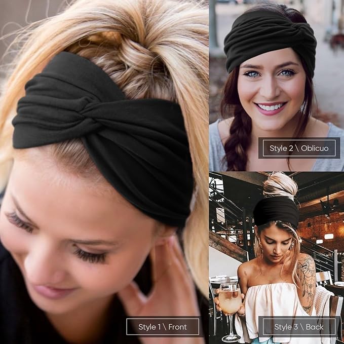 DRESHOW 6 Pack Extra Wide Headbands for Women Large Turban Headband Boho Head Wrap Elastic Hairbands Hair Twisted Knot Hair Accessories