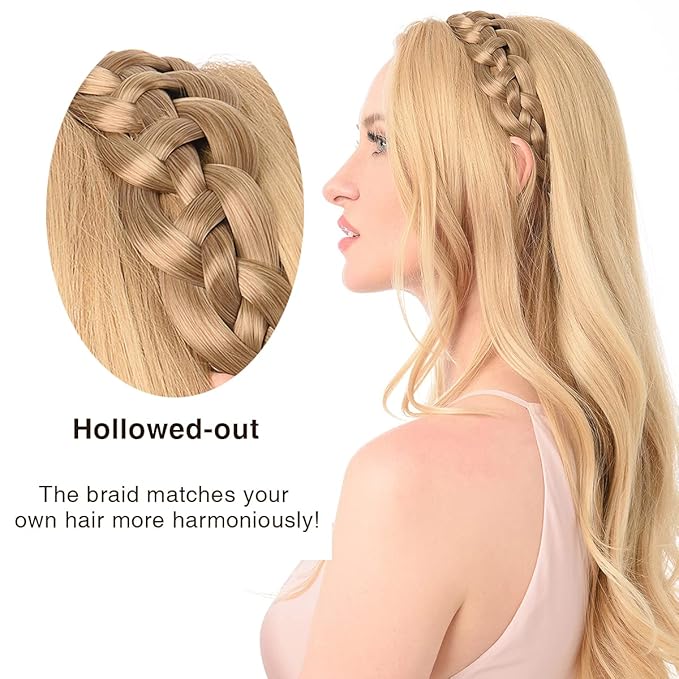 DIGUAN Hollow out Synthetic Hair Braided Headband Hairpiece Women Girl Beauty accessory for Women (Highlighted)
