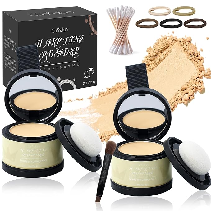 2 Pack Hairline Powder for Women and Men, Used to Root Touch Up Hair Color, Thinning and Gray Hair Coverage and Bald Spots Coverage, Matte Light Blonde