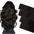 GOO GOO Invisi Edge Tape in Hair Extensions Human Hair, 1B Natural black 10pcs injected with 10pcs classical tape ins, 12inch 40g, Virgin Remy Hair, Natural Look