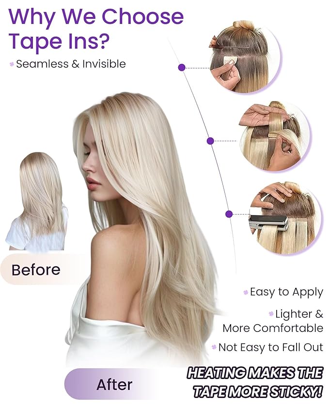 LaaVoo Tape in Hair Extensions Auburn Brown Hair Extensions Tape in Human Hair Real Hair Tape on Extensions Silky Straight Hair 50g 20pcs 16inch