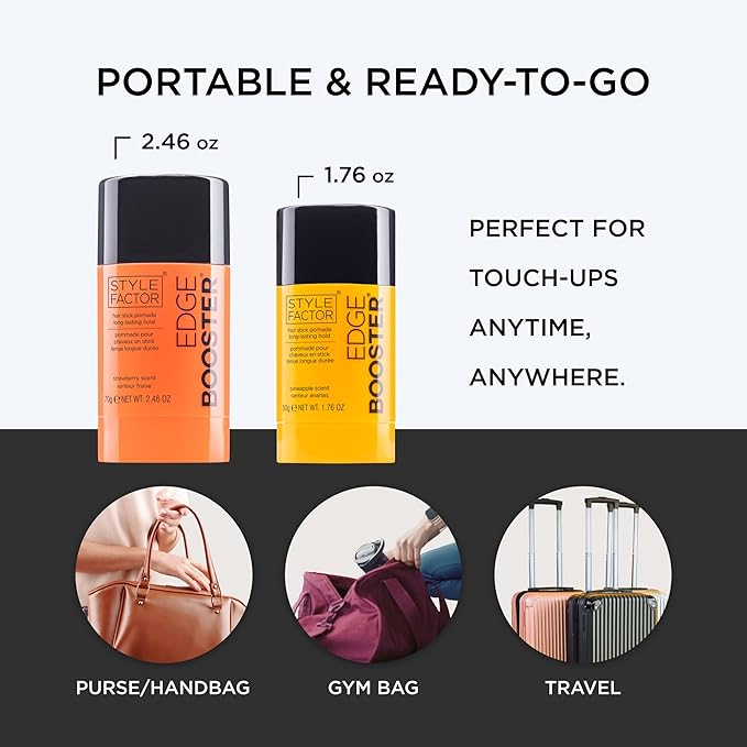 Style Factor EDGE BOOSTER Hair Wax Stick Pomade with Beeswax | Strong Hold Slick Stick for Flyaways, Edges & Baby Hair for Sleek Buns & Ponytails | Stocking Stuffers for Women Girls Teen | Blueberry