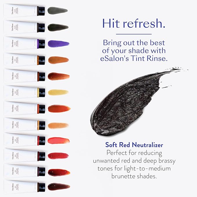 eSalon Color Depositing Hair Color Balancer Treatment - Tint Rinse Hair Toner & Enhancer - Professional-Grade Mask - Apply with Shampoo & Conditioner (Soft Red Neutralizer)