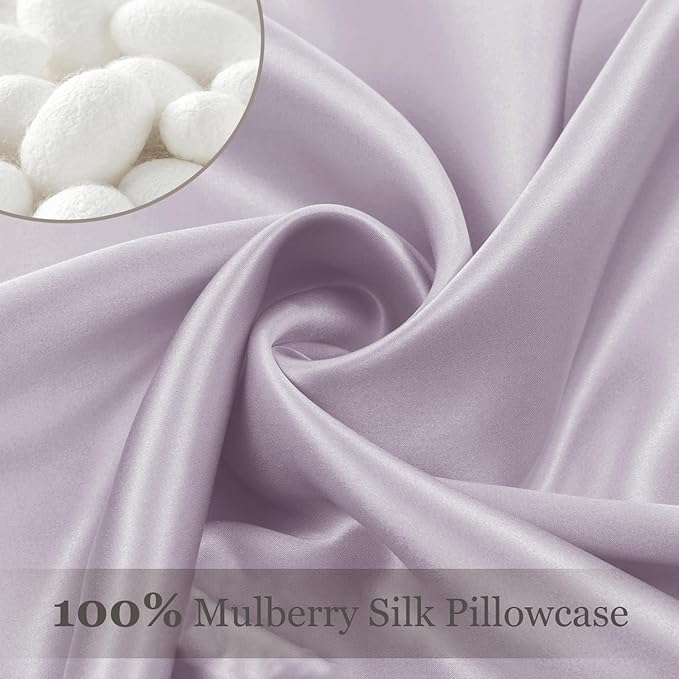 Adubor 100% Silk Pillowcase - Mulberry Silk Pillow Cases, 23 Momme 6A Grade Fibers, Silk Pillow Case for Hair and Skin Health, with Hidden Zipper (King 20''×36'', Grayish Purple, 1PC)