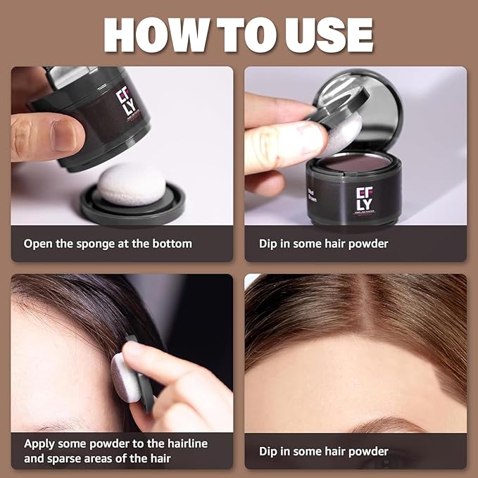 Root Touch Up Hair Color Powder for Concealing Hair Loss & Thinning, Gray Hair Shadow Root Cover Up for Women & Men (Light Brown, 0.35Ounce)