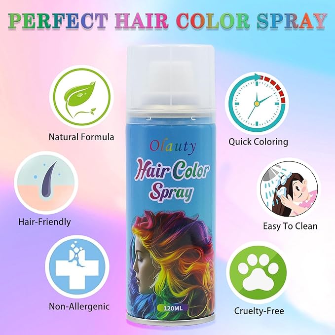 Purple Hair Spray Temporary Hair Color Spray for Kids Women Men, Temporary Hair Dye Pomades Washable Hair Color Wax Non-Sticky For Cosplay DIY, Party, Christmas, Halloween (Purple)