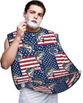 Waterproof Beard Grooming Bib, American Bass Fishing Lure Flag Shave Bib, Non-Stick Hair Catcher for Shaving Trimming, Apron Essential for Men Dad