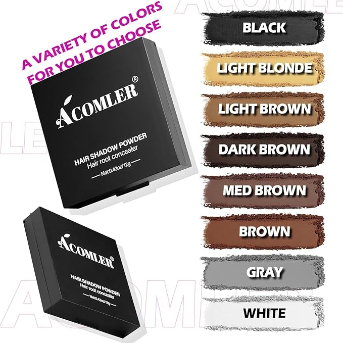 Acomler Root Touch Up Hair Color, Instantly Root Touch Up, Talc-Free Hairline Powder for Thinning, Instantly Gray Hair Cover Up, Hair Powder for Women Men, Includes Makeup Brush (Dark Brown, 0.42oz)