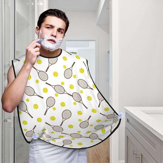 Men's Beard Maintenance Apron, Waterproof & Easy Clean, Sports Tennis Rackets Balls
