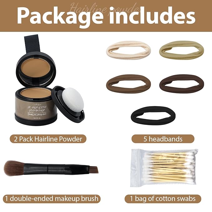 2 Pack Hairline Powder for Women and Men, Used to Root Touch Up Hair Color, Thinning and Gray Hair Coverage and Bald Spots Coverage, Dark Blonde