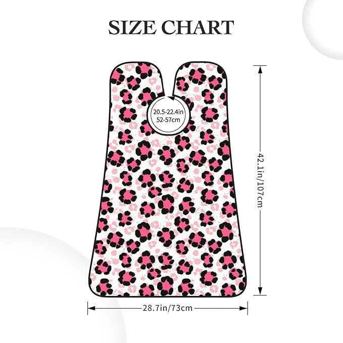 Adjustable Beard Bib, Non-Stick Hair Catcher Cape for Men's Shaving, Waterproof with 2 Suction Cups, Paint Splatter Cheetah Leopard Print Pink Shave Bib
