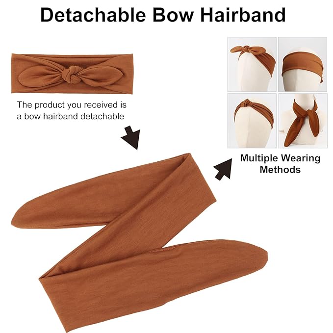 DRESHOW 8 Pack Adjustable Knotted Headbands Non Slip Elastic Yoga Hair Bands Solid Colors Headbands for Women and Girls