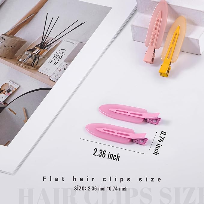 10 Pcs Creaseless No Crease No Bend Flat Hair Clips For Styling Non Slip Makeup Clips For Women Salon Hairstyle,Jelly Orange Pink Rose Red