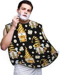 Adjustable Non-Stick Beard Apron, Hair Catcher Cape for Shaving Grooming, Waterproof with Suction Cups Men, Sunflower Bee Cute Cartoon Gnome Black Shave Bib